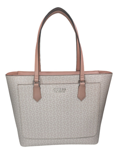 Tote Guess Hensley Beige Rayas Níquel Light Rose