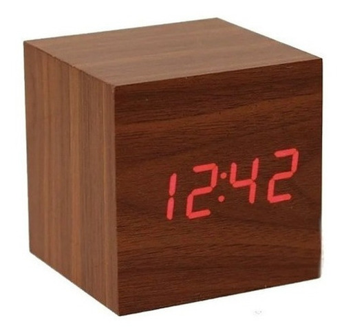 Reloj Desperador De Madera Calendario Temperatura Minimal