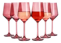 Comprar Juego De Copas De Vino De Color Rosa Roja, Juego De 6 Copas 