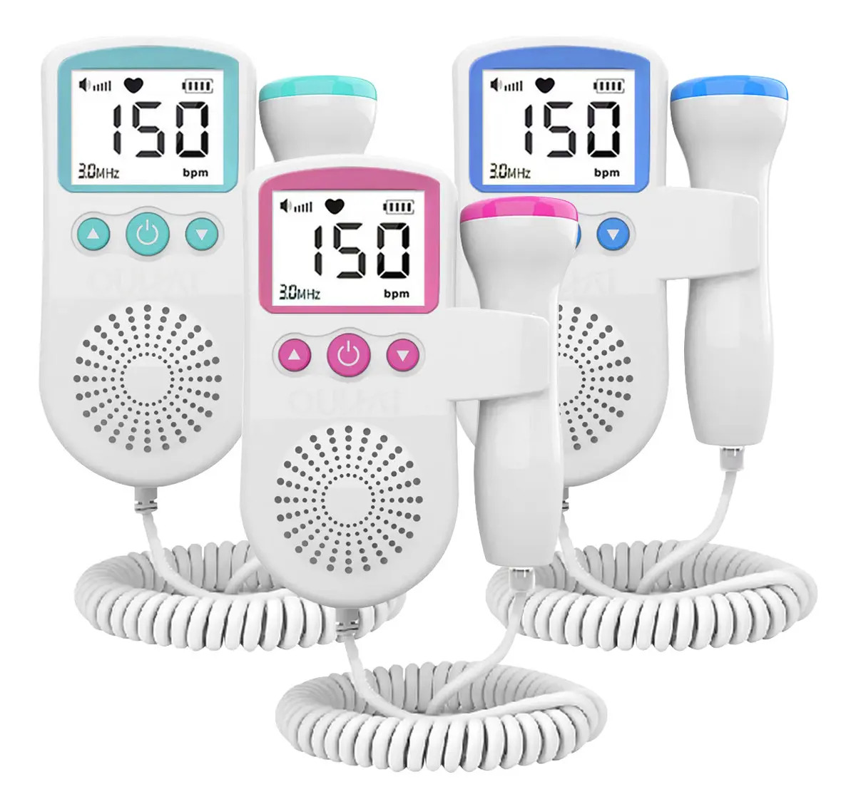 Sonar Fetal Doppler Ultrassom Ouvir Batimentos Grávida Bebê Cor Azul