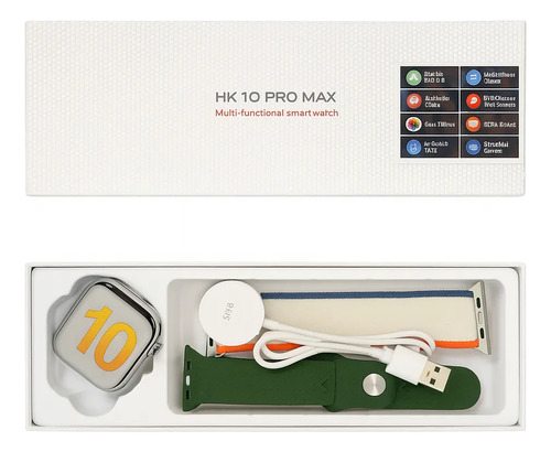 Reloj Inteligente Hk10 Pro Max Chat Gpt 1gb Llamadas Gris Mesh Verde