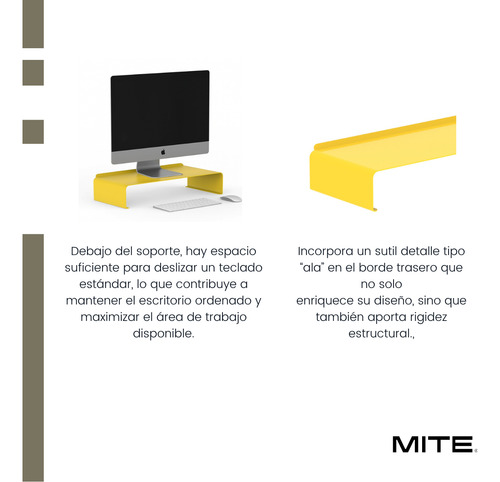 Soporte Eleva Monitor Cpu Escritorio Oficina Teclado Colores Amarillo