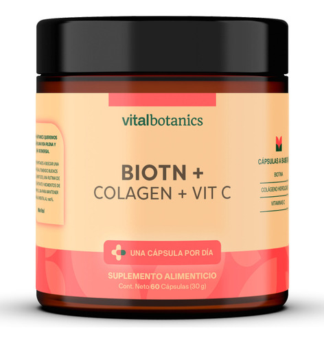 Biotina Pura + Colageno Hidrolizado Con 60 Capsulas Sabor Sin sabor