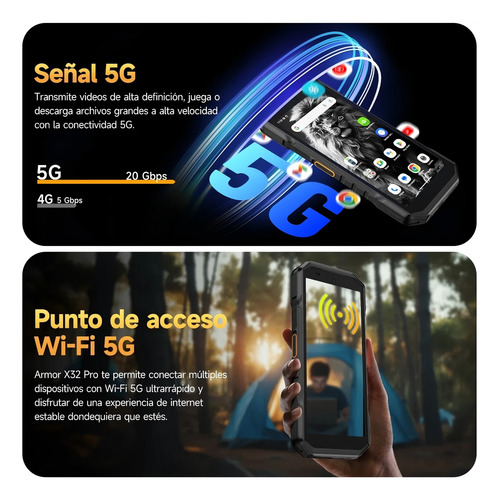 Celular Ulefone Armor X32 Pro 5g Dual Sim Rugged Phone 256gb Rom 8+8gb Ram 5.65 Smartphone Android 14 25mp Cámara De Visión Nocturna