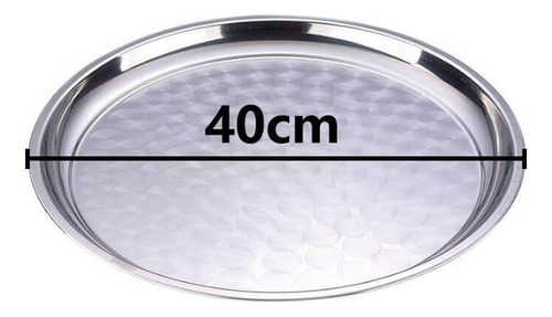 Kit 2 Bandeja De Inox Redonda 40cm Restaurante, Garçom E Bar Cor Padrão