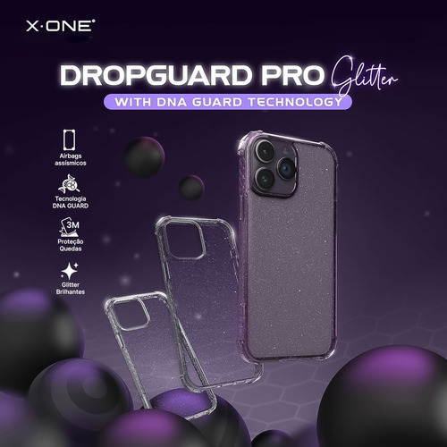 Capa Dropguard X-one Glitter Brilhos Para iPhone 15 Pro Max