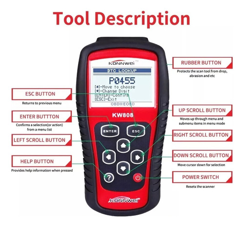 Escaner Automotriz Konnwei Kw808 Obd2