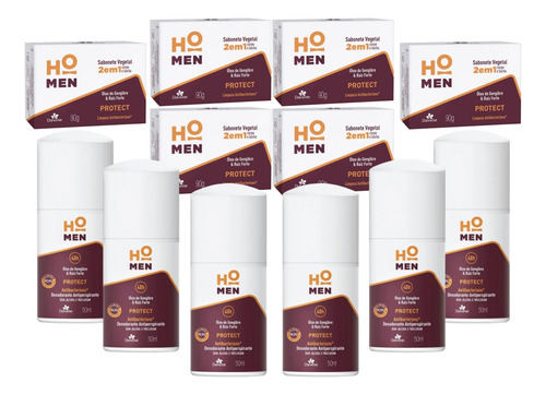 6un Desodorante + 6un Sabonete Protect Homen 90g Davene
