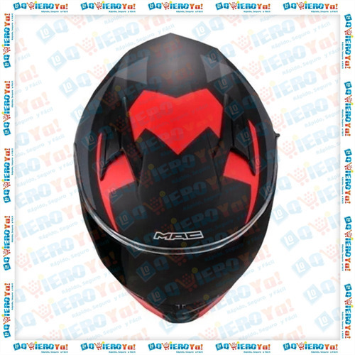 Imagen 8 de 10 de Casco Moto Mac Speed 2.0 Raven Doble Visor Negro Mate Rojo