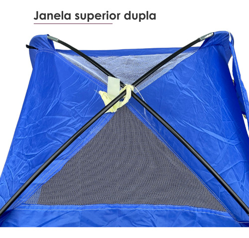 Barraca Camping 4 Pessoas 2x2m Azul Com Tela Mosquiteira