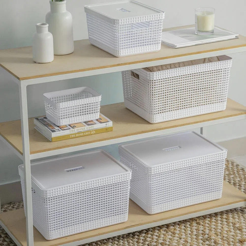 Cesta Grid Con Tapa 20 L Blanco Océano