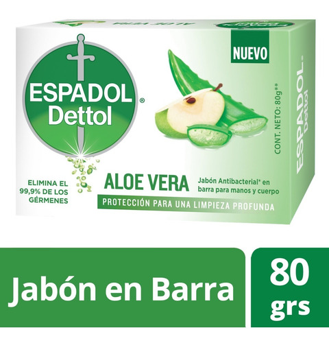 Espadol Dettol - Jabon Antibacterial Aloe Vera 1 X 80 Gr