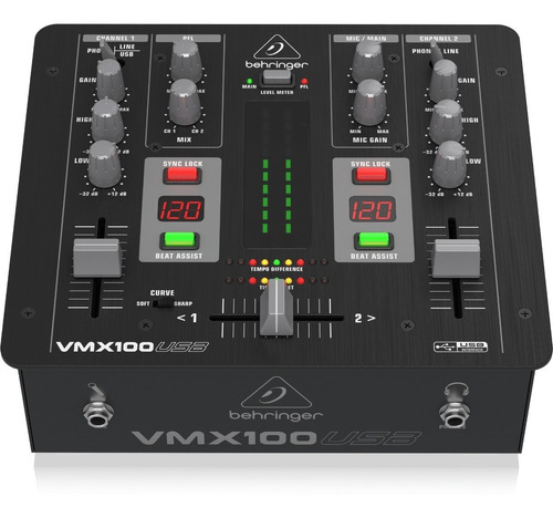 Imagen 2 de 3 de Vmx 100usb Mezclador De Dj Profesional De 2 Canales