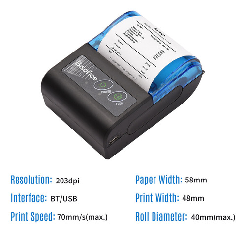 Mini Impressora De Etiquetas Bisofice Portable Usb Print Bil