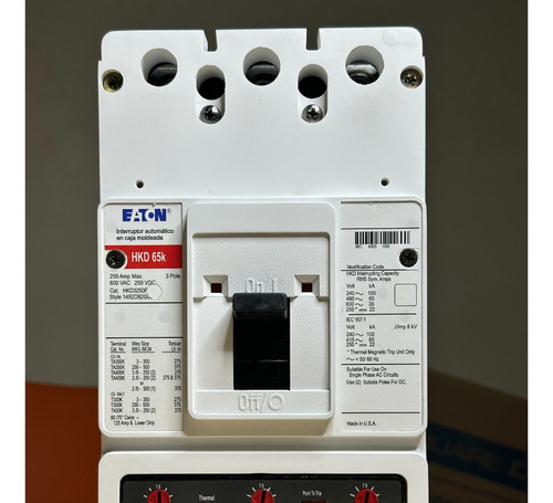 Eaton Hkd3250f 3 Polos 250 Amp. 600 Vol.