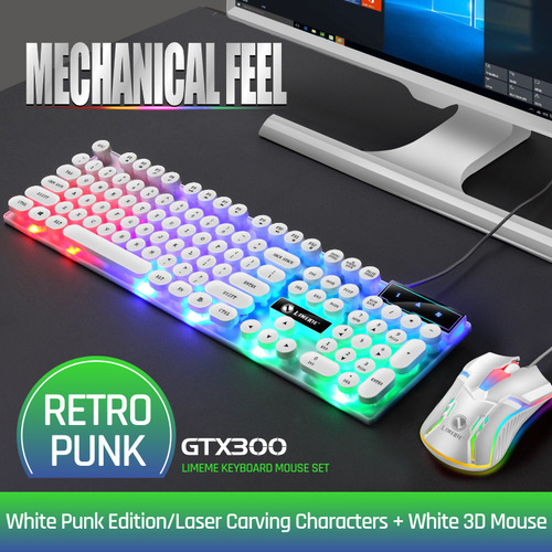 Combo De Teclado Y Ratón Retroiluminado Con Cable Con Diseño