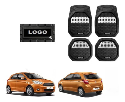 Tapetes 4pz Bandeja 3d Logo Ford Figo Hb 2015 - 2021 2022