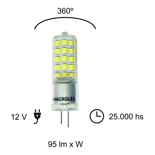 Lampara Led Bipin G4 12v 4w = 40w Luz Fría Macroled