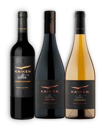 Mix Vino Kaiken Ultra 1u Cab Sauv + 1u Pinot + 1u Chardonnay