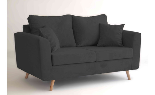 Sillon Sofa 2 Cuerpos Serbia Tela Pana Gris Oscuro Liso