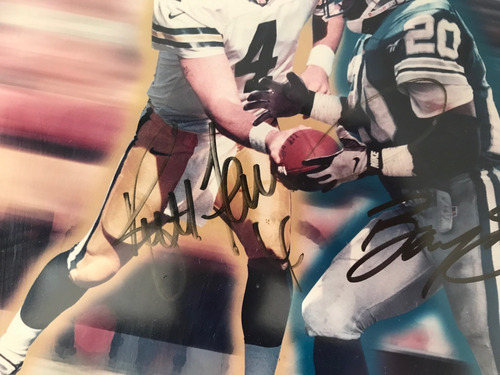 Autografo De Brett Favre Y Barry Sanders Foto Autografiada (Usado)