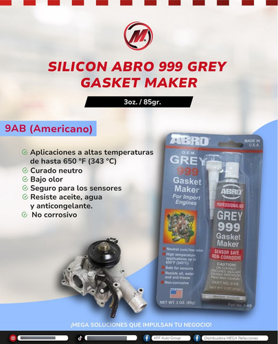 Silicon Abro 999 Grey Gasket Maker, 3oz. (85gr.)