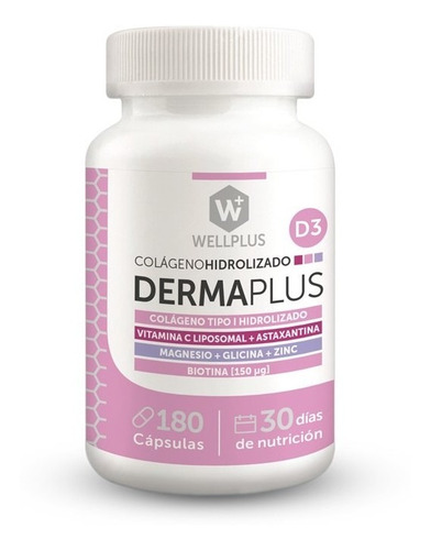 Imagen 1 de 1 de Dermaplus Wellplus Libre De Gluten Y Lactosa 180 Cápsulas