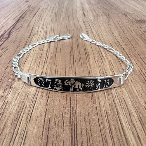 Imagen 3 de 9 de Esclava Pulsera De Plata .925 Simbolos Suerte Hombre Agálea