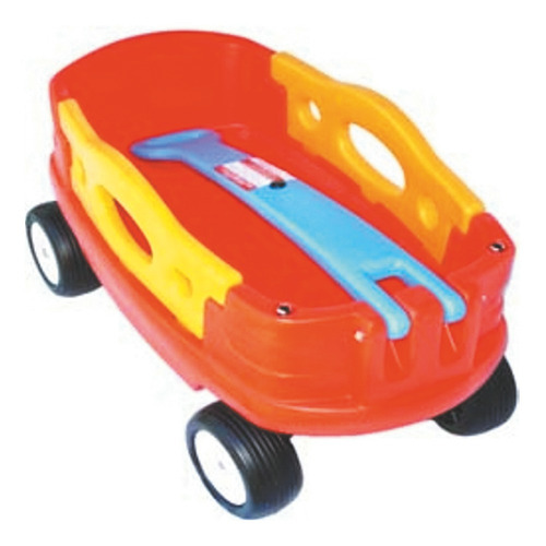 Carro Americano Naranja Con Manija Celeste Rotoys Original