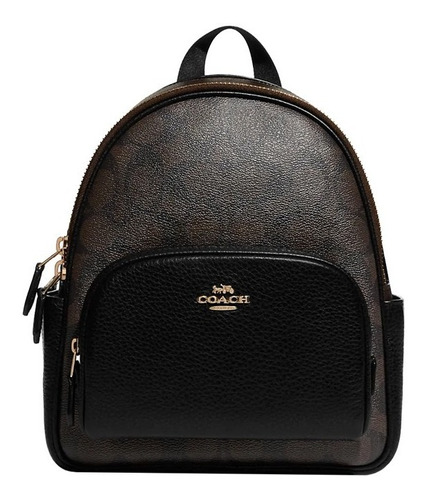 Mini Mochila De Estampado Coach Color Café Y Negro  Coach