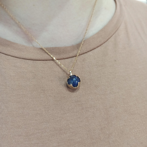 Cadena Y Dije Oro 18k Amuleto Gotland Con Piedra Natural