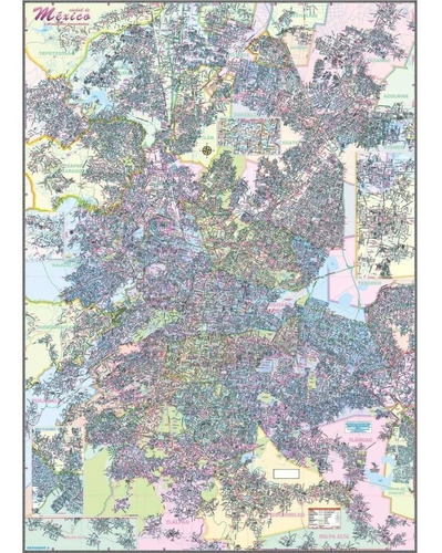 Mapa Plano Ciudad De México D.f. Cdmx 1.8x1.25m Con Varillas