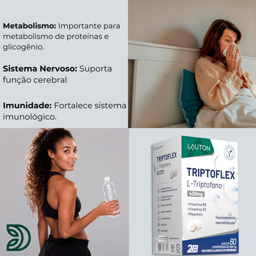 Triptoflex L-triptofano 215mg 60 Comprimidos - Lauton Sem Sabor