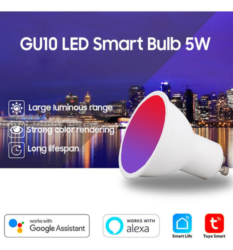 Bombilla Inteligente Gu10 Copa De Luz Led 5w Rgb+ww+cw Sopor