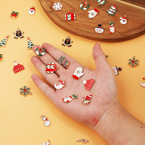 Dijes De Navidad Esmaltados Para Collares Pack 40u