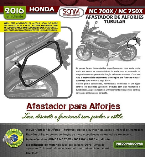 Imagem 9 de 9 de Bagageiro + Afastador Alforge + Protetor Motor Nc 750x Scam
