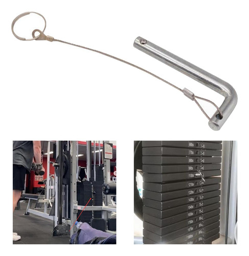4 Pasador De Pila De Pesas Con Cuerda De 10mm X 65mm