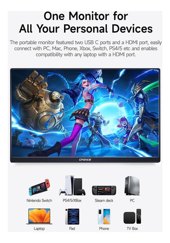 Monitor Portátil C-force 15.6 Pulgadas 2.5k Qhd 2560xhz 100%