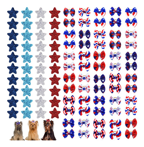 100 Unidades/50 Pares De Lazos Patrioticos Para El Pelo De P