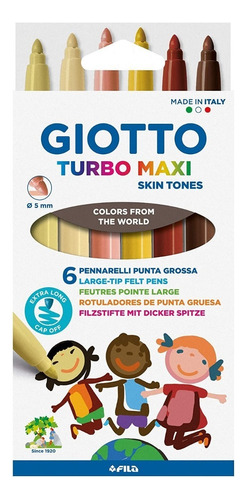 Marcadores Giotto Turbo Maxi Tonos De Piel - 6  Colores -