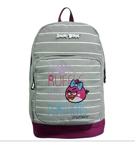Mochila Santino Escolar Angry Birds Stella G Costas Notebook Cor Cinza