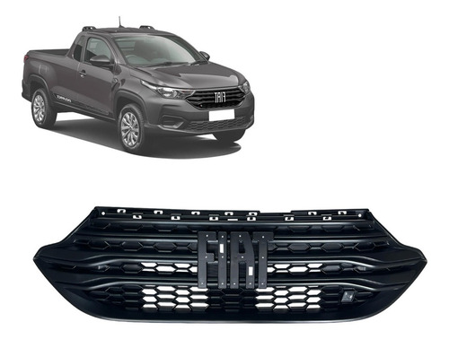 Grade Frontal Parachoque Strada Nova 2021/... Original Preto