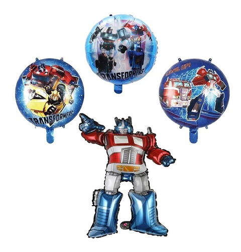 Pack 4 Globos Metalizados De Transformers 