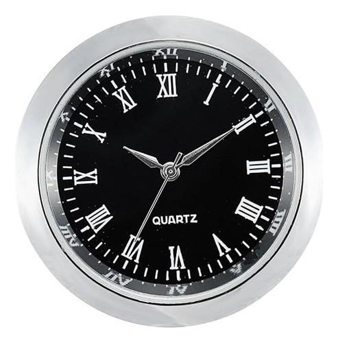 Reloj Redondo Inserto Pieza De Marco Plateado Negro
