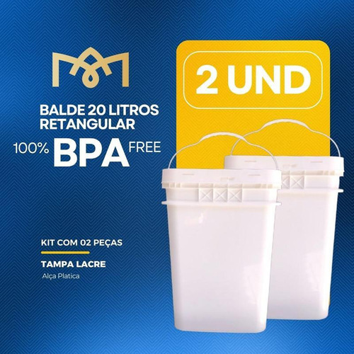 Balde Kfc 20 Litros E Tampa Lacre Kit 2 Pçs
