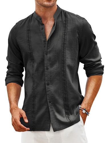 2023 Poleras De Guayabera Cubana Para Hombre De Lino,casual