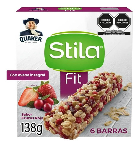 2 Pza Barras De Avena Quaker Stila Fit Sabor Frutos Rojos 6