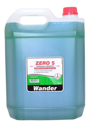 Fluido Radiadores Soporta Hasta -5°c Verde Wander X 10 Lts