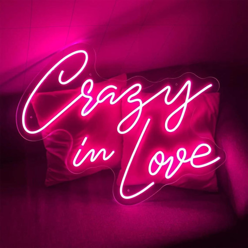 Letrero Led Neón Crazy In Love Boda 100*72cm Luminoso