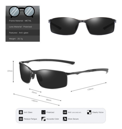 Gafas De Sol Polarizadas Gafas De Sol De Moda Para Hombre Gris